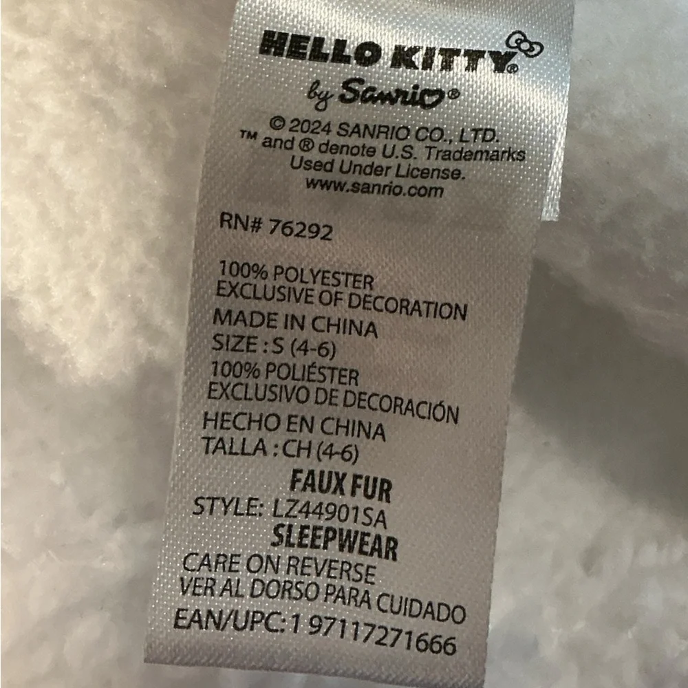 Hello Kitty Fuzzy White Pajama Top with Pink Bow
